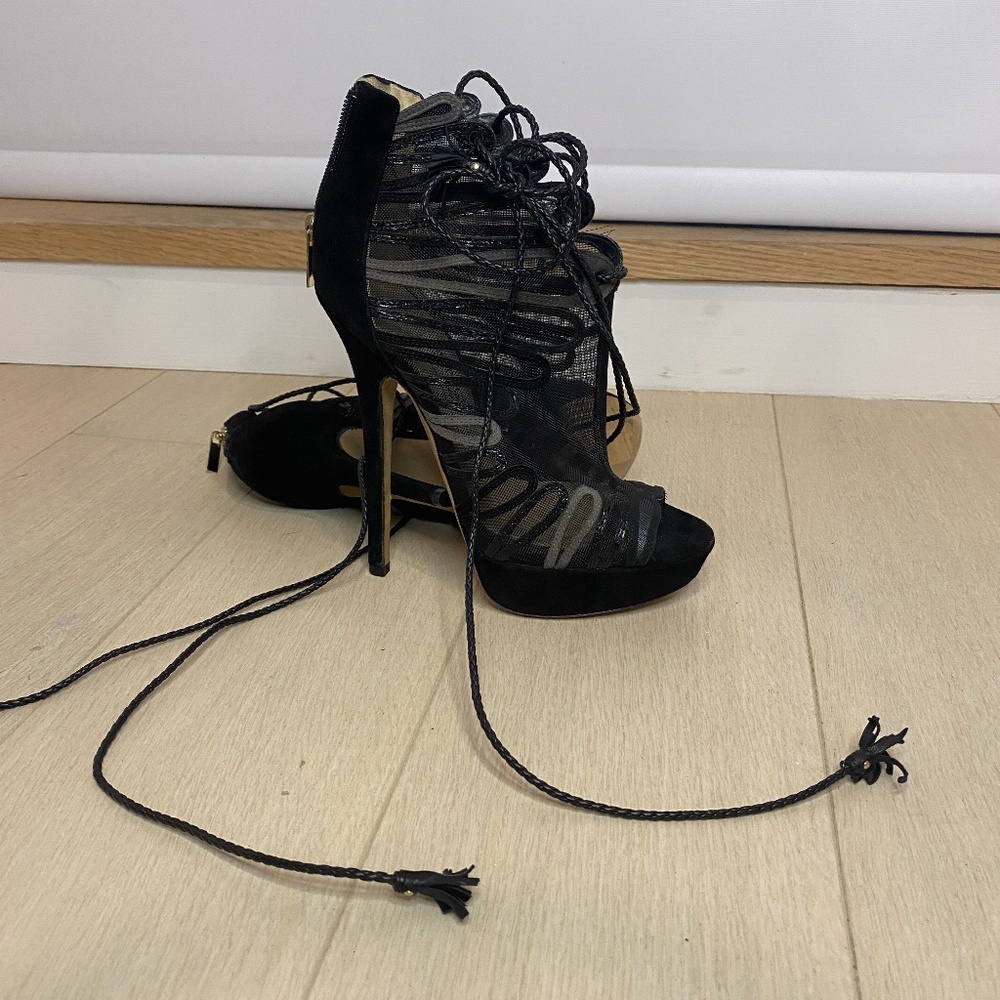 Jimmy Choo black Kafira mesh bootie